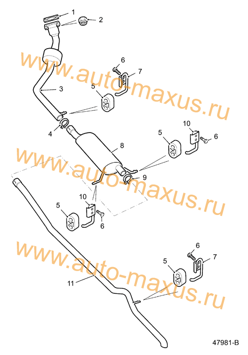Выхлопная труба, глушитель для LDV Maxus, LD 100