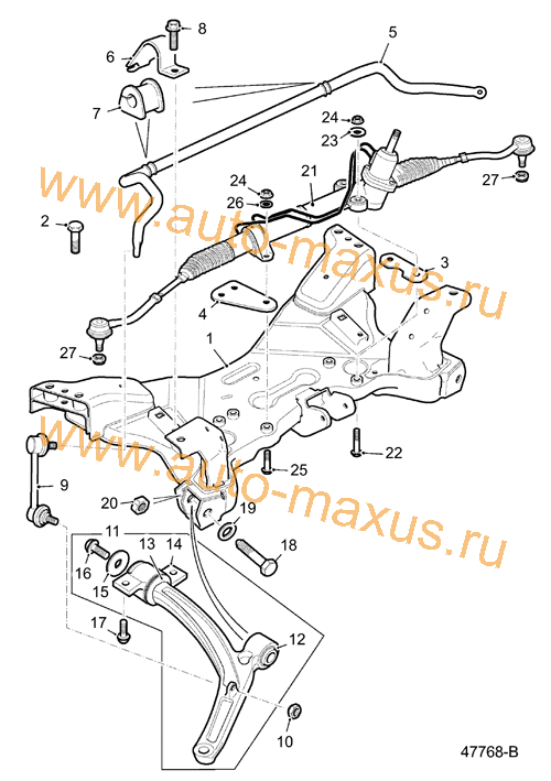 Рулевая рейка, передний рычаг, стабилизатор, передняя балка, подрамник для LDV Maxus, LD 100