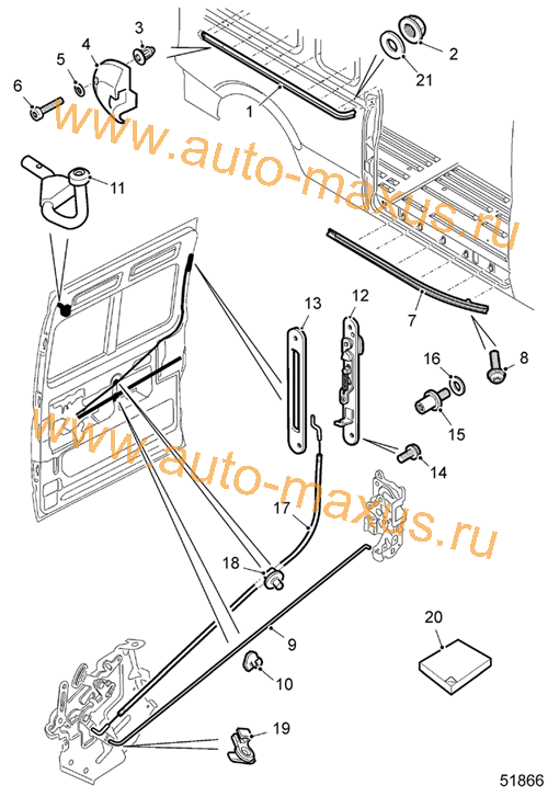 Дверь боковая запорный механизм для LDV Maxus, LD 100