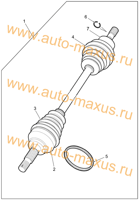 Привод левый, ШРУС, подвесной подшибник для LDV Maxus, LD 100