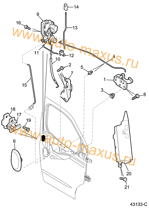 Запорный механизм передней двери для LDV Maxus, LD 100