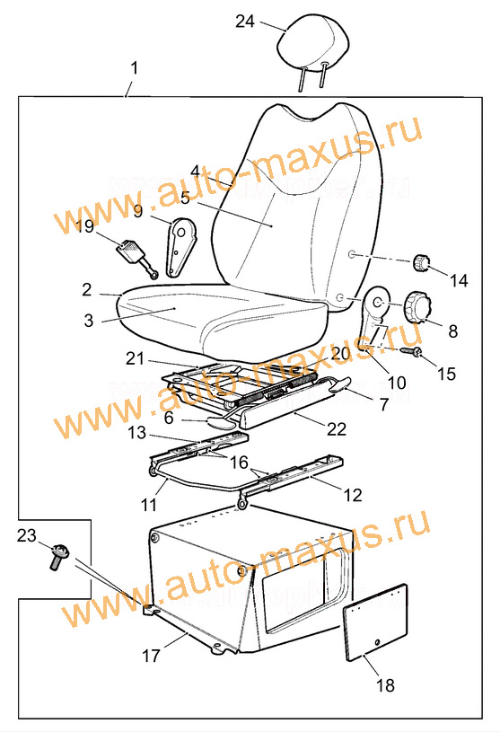 Сиденье водительское Максус в сборе для LDV Maxus, LD 100