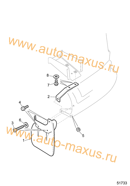 картинка Брызговики задние Maxus для Максус ЛДВ, LD 100 оригинальный каталог запчастей LDV Maxus Брызговики задние Maxus для LDV Maxus, LD 100