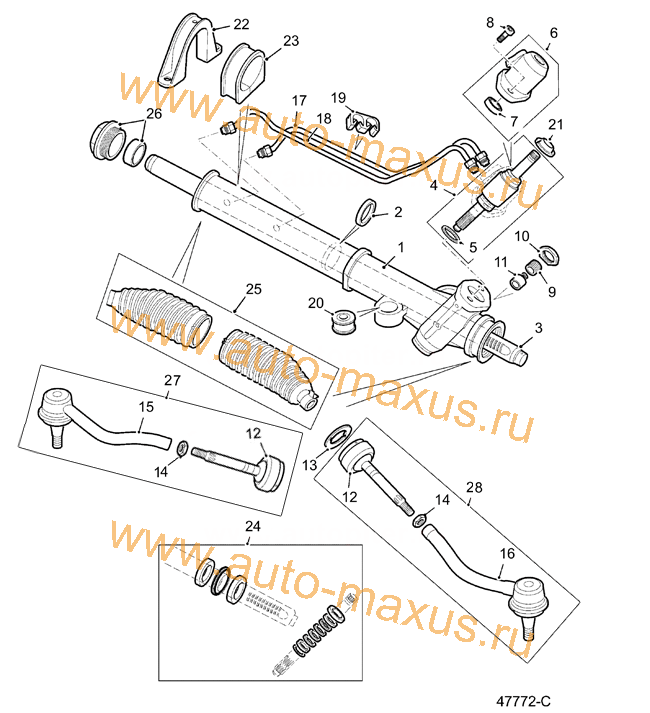 Рулевая рейка, тяги, наконечники, сайлентблоки, стойки стабилизатора для LDV Maxus, LD 100