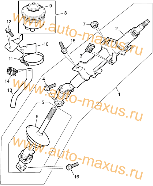 Рулевая колонка, нижний и верхний рулевой вал Maxus для LDV Maxus, LD 100