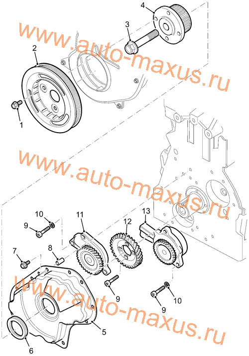 картинка Масляный насос, шкив коленвала, вакуумный насос Maxus для Максус ЛДВ, LD 100 оригинальный каталог запчастей LDV Maxus Масляный насос, шкив коленвала, вакуумный насос Maxus для LDV Maxus, LD 100