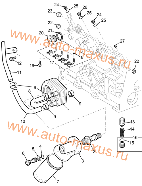 Система смазки, маслянный фильтр, охладитель для LDV Maxus, LD 100